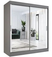Szafy - Szafa przesuwna z lustrem 180 cm antracyt + biały M9-T57 - miniaturka - grafika 1