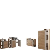 Zestawy mebli biurowych - Zestaw Mebli Młodzieżowych 6 Rio MebloCross Sonoma Jasna / Biały Mat - miniaturka - grafika 1