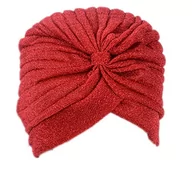 Ozdoby do włosów - Shimmer Stretch turban czapka beanie opaska na głowę akcesoria do włosów czapka hidżab zwykły brokat, Czerwony, rozmiar uniwersalny - miniaturka - grafika 1