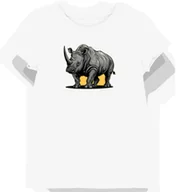 Koszulki i topy damskie - Koszulka damska biała z nadrukiem nosorożca w szarościach XL - miniaturka - grafika 1