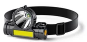 Latarki - Latarka czołowa LED akumulatorowa mocna czołówka COB + kabel - miniaturka - grafika 1