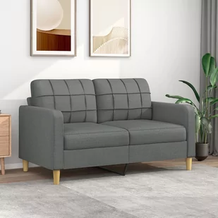 Sofa 2-osobowa, ciemnoszara, 140 cm, tapicerowana tkaniną Lumarko! - Sofy i kanapy - miniaturka - grafika 1