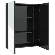 Toaletki - vidaXL Lumarko Szafka łazienkowa z lustrem 60x15x75 cm, MDF, czerń z połyskiem 331524 - miniaturka - grafika 1