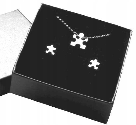 Srebrny komplet CELEBRYTKA puzzel puzel + pudełko