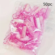 Akcesoria do paznokci - TEMU 50 szt. zestaw szczoteczek do czyszczenia paznokci akrylowych, 3 kolory, małe rógkowe pędzle, miękkie plastikowe szczoteczki do usuwania kurzu z - miniaturka - grafika 1