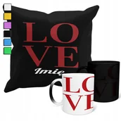 Gadżety dla niej i dla niego - ZESTAW KUBEK MAGICZNY + POSZEWKA Z PODUSZKĄ- WALENTYNKI PREZENT + IMIĘ - miniaturka - grafika 1