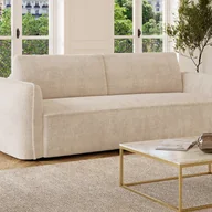 Sofy i kanapy - Kanapa 4-osobowa rozkładana z beżowej tkaniny szenilowej - powierzchnia spania 160 cm - materac 16 cm SELIVO od Maison Céphy - miniaturka - grafika 1