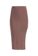 Spódnice - faina Damska spódnica ołówkowa o wyglądzie brokatu, brudny róż, L - miniaturka - grafika 1