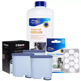Zestaw Philips Saeco - Filtr Philips Aquaclean CA6903 3szt, Uniwersalny Odkamieniacz 1L, Tabletki Czyszczące Aqualogis Cleaneo 10 szt. - Akcesoria i części do ekspresów do kawy - miniaturka - grafika 1
