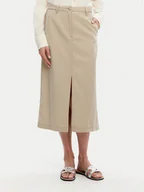 Spódnice - Tommy Hilfiger Spódnica midi WW0WW44726 Beżowy Regular Fit - miniaturka - grafika 1