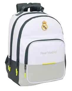 Safta Real Madrid Equiipacion 25/26 plecak szkolny, idealny dla dzieci w różnych grupach wiekowych, wygodny i wszechstronny, jakość i wytrzymałość, 32 x 16 x 42 cm, biały, M, swobodny, biały, M - Plecaki szkolne i tornistry - miniaturka - grafika 1