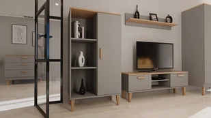 Regał w stylu skandynawskim DALLAS szary chinchilla&hikory - Regały Regał w stylu skandynawskim DALLAS szary chinchilla&hikory - Regały - miniaturka - grafika 1