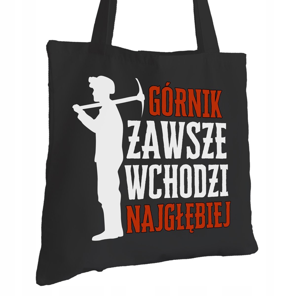 Torba Bawełniana dla Górnika Czarna Na Prezent ekologiczna Trwały Nadruk