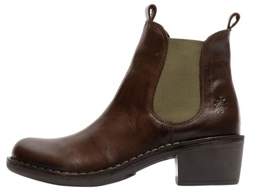 Fly London Damskie botki MEME030FLY, DK. Brown (zielona elastyczna), 35 EU, Dk Brązowy Zielony Elastyczny, 35 EU