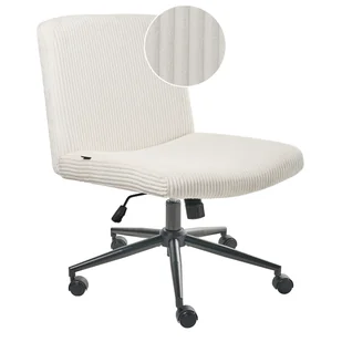 Fotel biurowy, krzesło biurowe Beliani Krzesło obrotowe GEDDES Sztruks Biały - Fotele i krzesła biurowe - miniaturka - grafika 1