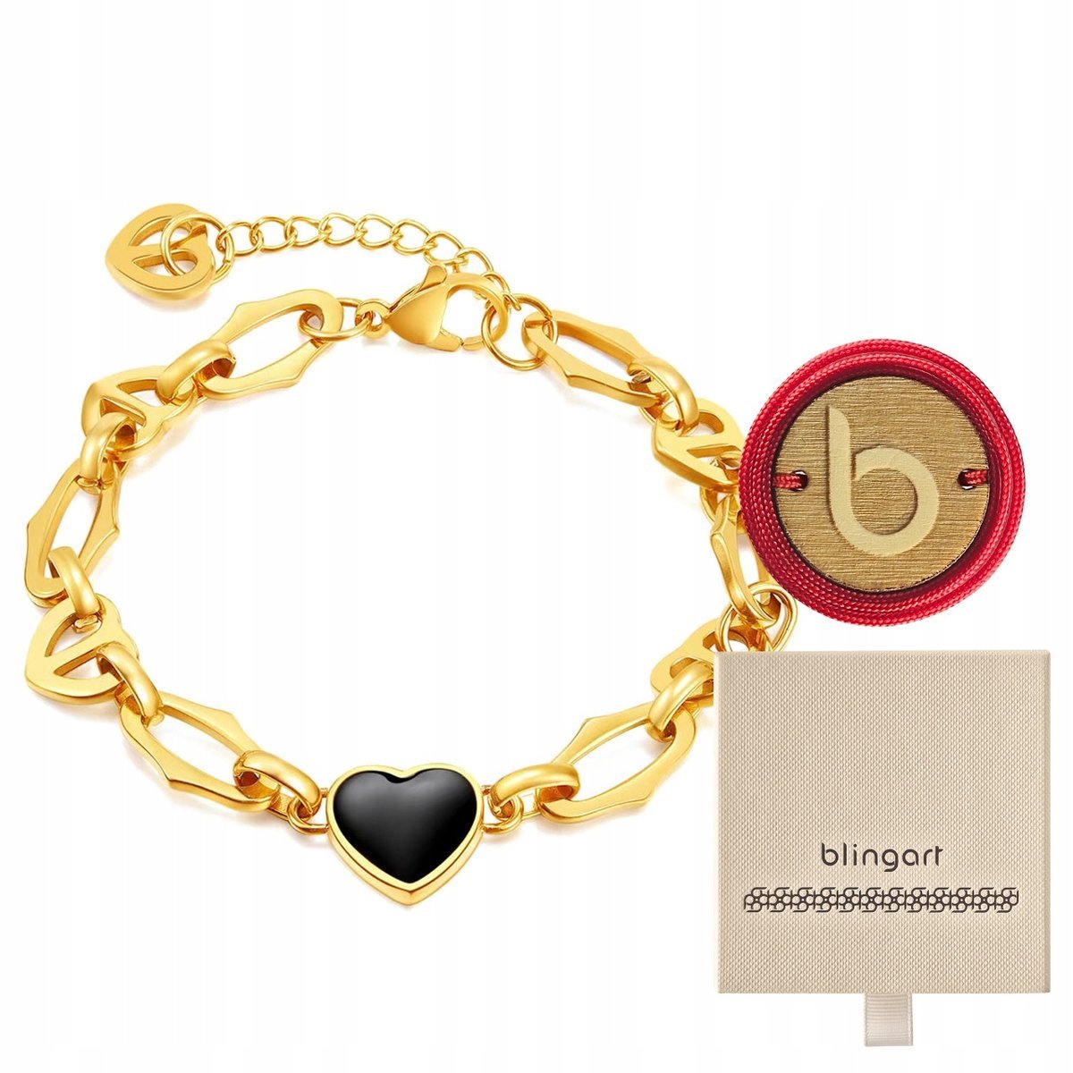 Bransoletka damska stal chirurgiczna pozłacana Serce regulowana BLINGART