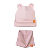 Czapki dla dzieci - Komplet Czapka MISIACZKA z kominem - różowy - miniaturka - grafika 1