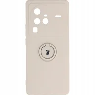 Etui i futerały do telefonów - Bizon Etui Case Silicone Ring Sq do VIVO X80 Pro beżowe - miniaturka - grafika 1