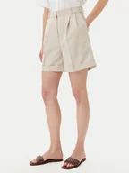 Spodnie sportowe damskie - Tommy Hilfiger Szorty materiałowe WW0WW44767 Beżowy Regular Fit - miniaturka - grafika 1