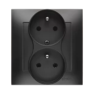 Gniazdka elektryczne - Kontakt Simon Simon 54 Gniazdo z uziemieniem podwójne z funkcją niezmienności faz 16A 250V zaciski śrubowe. nie do ramek czarny mat DGZ2T/49 DGZ2T/49 - miniaturka - grafika 1