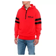 Bluzy męskie - Replay Męska bluza z kapturem M6543, 555 Poppy RED, XL, 555 Poppy Red, XL - miniaturka - grafika 1