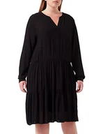 Sukienki - TOM TAILOR Damski Sukienka szyfonowa z falbanką 1030252, 14482 - Deep Black, 42 - miniaturka - grafika 1