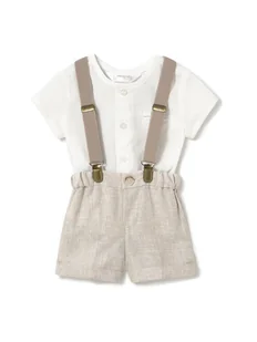 Mayoral Komplet koszula i szorty materiałowe 1215 Beżowy Regular Fit - Spodenki damskie - miniaturka - grafika 1