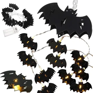 Verk Lampki nietoperz 10 led wiszące halloween 200cm świecąca dekoracja ozdoba Lampki nietoperz 10 led wiszące halloween 200cm świecąca dekoracja ozdoba - Dekoracje sali - miniaturka - grafika 1