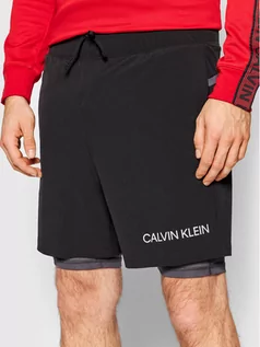 Spodnie sportowe męskie - Calvin Klein Performance Szorty sportowe 2 In 1 Woven 00GMF1S806 Czarny Regular Fit - grafika 1