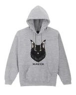 Bluzy damskie - Bluza z kapturem Maine Coon Czarny Personalizowana Kot Szara M - miniaturka - grafika 1