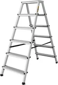 Drabiny - DRABEST Drabina aluminiowa, dwustronna, 6 stopni wytrzymałość: 125-150 kg wytrzymałość 125 kg - miniaturka - grafika 1