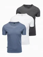 Koszulki męskie - Męski t-shirt zestaw bawełna biały/grafitowy/niebieski OM-TSBS-0232 V8 XXL - miniaturka - grafika 1