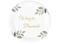 Dekoracje i nakrycia stołu na imprezę - Talerzyki papierowe Wieczór Panieński listki, 18 cm 6 szt. - miniaturka - grafika 1