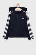 Bluzy dla dziewczynek - Adidas bluza dziecięca G 3S FZ kolor granatowy z kapturem z aplikacją - adidas - miniaturka - grafika 1