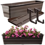 Donice - Doniczka balkonowa Cati + podstawka + uchwyty 60 cm, brąz - miniaturka - grafika 1