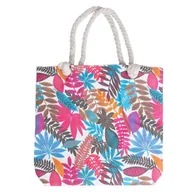 Torebki damskie - TOREBKA DAMSKA na ramię TORBA duża BOHO PLAŻOWA shopper pojemna LIŚCIE - miniaturka - grafika 1