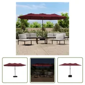 Parasole ogrodowe - The Living Store Podwójny parasol ogrodowy z LED - bordowy - 449x245 cm - Parasol Ogrodowy - miniaturka - grafika 1