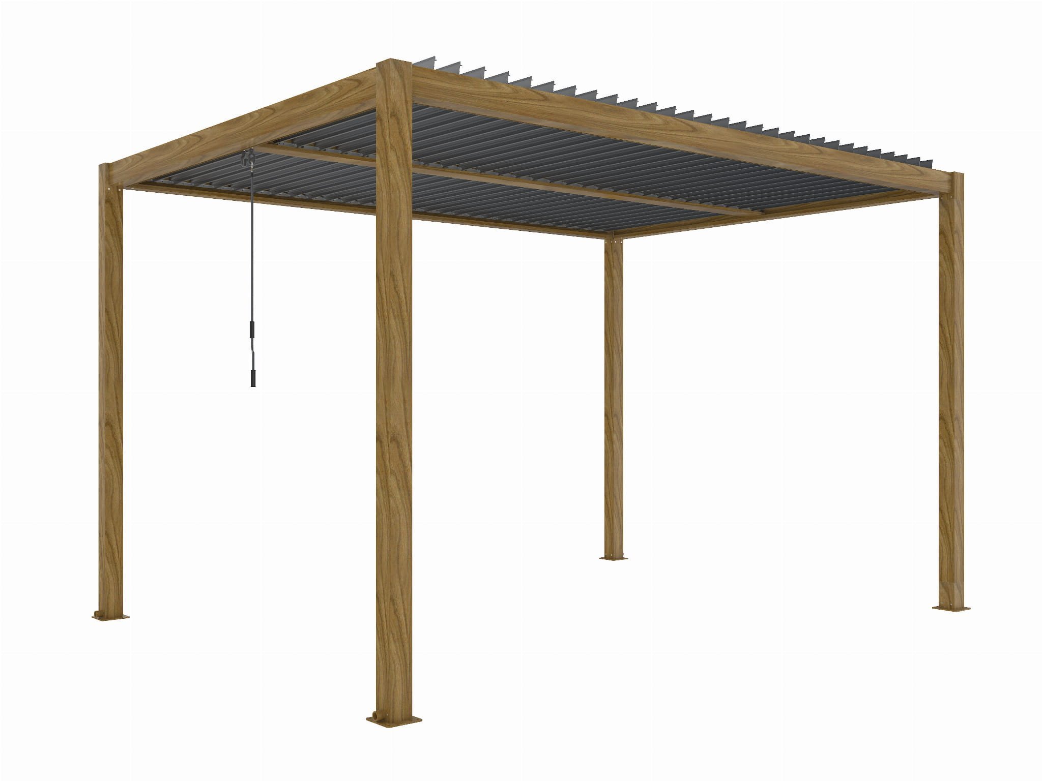 ESTI&ESTA PERGOLA OGRODOWA LUXE 3x4M ALUMINIOWA Z OŚWIETLENIEM LED W KOLORZE DREWNA Z ANTRACYTOWYM DACHEM