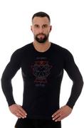 Koszulki sportowe męskie - Koszulka termoaktywna z długim rękawem męska Brubeck Outdoor Wool Pro LS14140A czarny wilk - miniaturka - grafika 1
