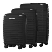 Walizki - Zestaw Walizek Na Kółkach z Polipropylenu Czarny - miniaturka - grafika 1