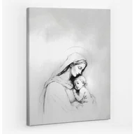 Ikony i obrazy sakralne - Maryja z dzieciątkiem Jezus szkic - obraz polycanvas, 60x80 - miniaturka - grafika 1