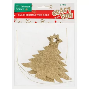 Craft with Fun Ozdoba dekoracyjna Eva choinka złota 2szt - Ozdoby bożonarodzeniowe - miniaturka - grafika 1