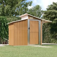 Altany ogrodowe - vidaXL Szopa ogrodowa, brązowa, 270x130x208,5 cm, stal galwanizowana - miniaturka - grafika 1