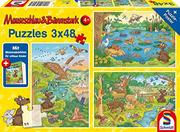 Puzzle - Reise in die Natur, 3x48 Teile, mit Add-on (Wissensbüchlein): Kinderpuzzle Mauseschlau & Bärenstark 3x48 Teile mit Add-On - miniaturka - grafika 1