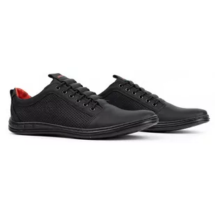 Buty męskie skórzane casual 2121p czarne - Polbut - Półbuty męskie - miniaturka - grafika 1