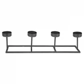 Świeczniki - świecznik na 4 świeczki tealight metalowy czarny 35x8,5x9 cm kod: O-569536 - miniaturka - grafika 1