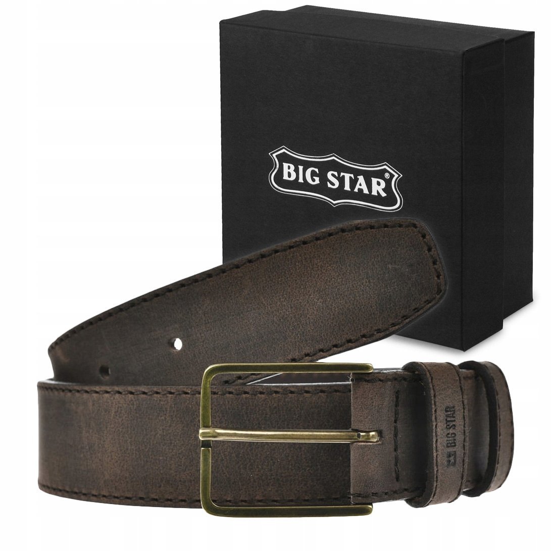 Pasek Do Spodni Skórzany Unisex Big Star Brązowy Oo675001 +Etui 90/105Cm