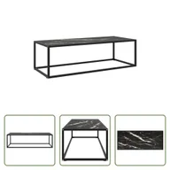 Ławy i stoliki kawowe - The Living Store Stolik kawowy czarny z czarnym szkłem o marmurowym wyglądzie 120x50x35 - miniaturka - grafika 1