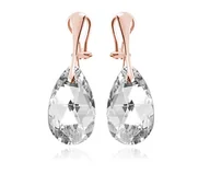 Kolczyki - Srebrne klipsy z kryształami Swarovski® - Migdał 22mm - Rose Gold - miniaturka - grafika 1