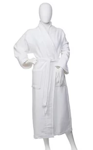 Superior 100% bawełniany szlafrok z podszewką z frotte i kołnierzem szalikowym, ponadwymiarowy unisex szlafroki kąpielowe hotelowe i spa dla kobiet i mężczyzn - XL, biały - Apaszki i szaliki męskie - miniaturka - grafika 1